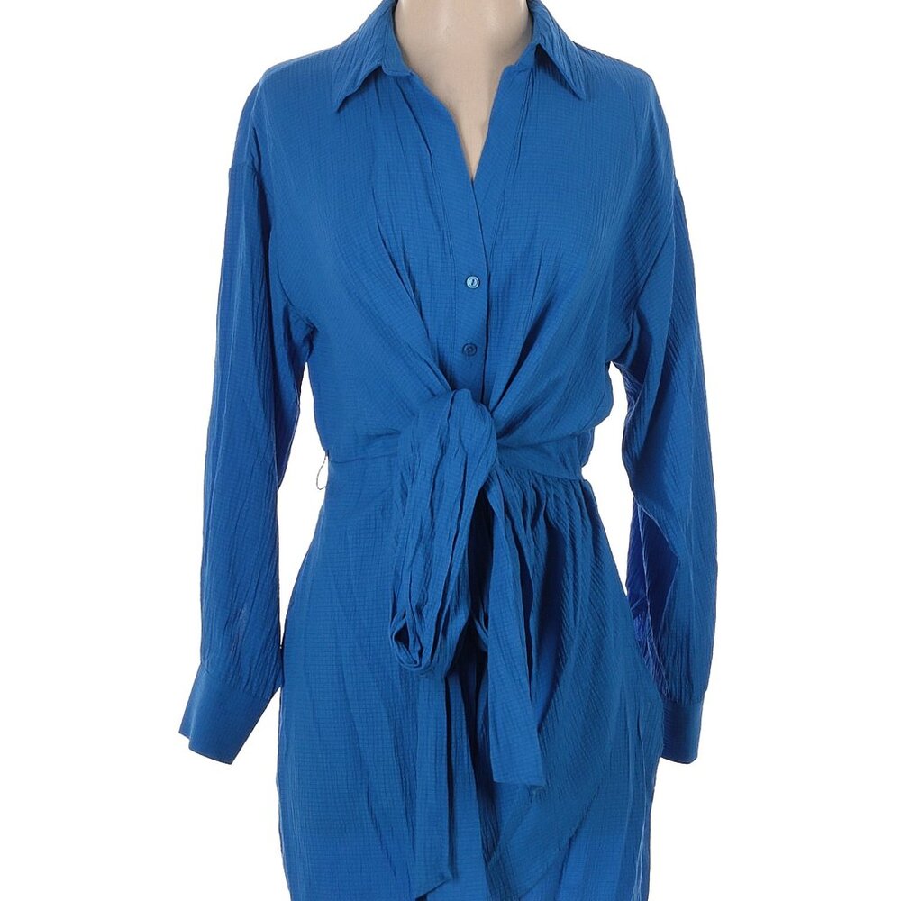 Zara Vibrant Blue Textured Top